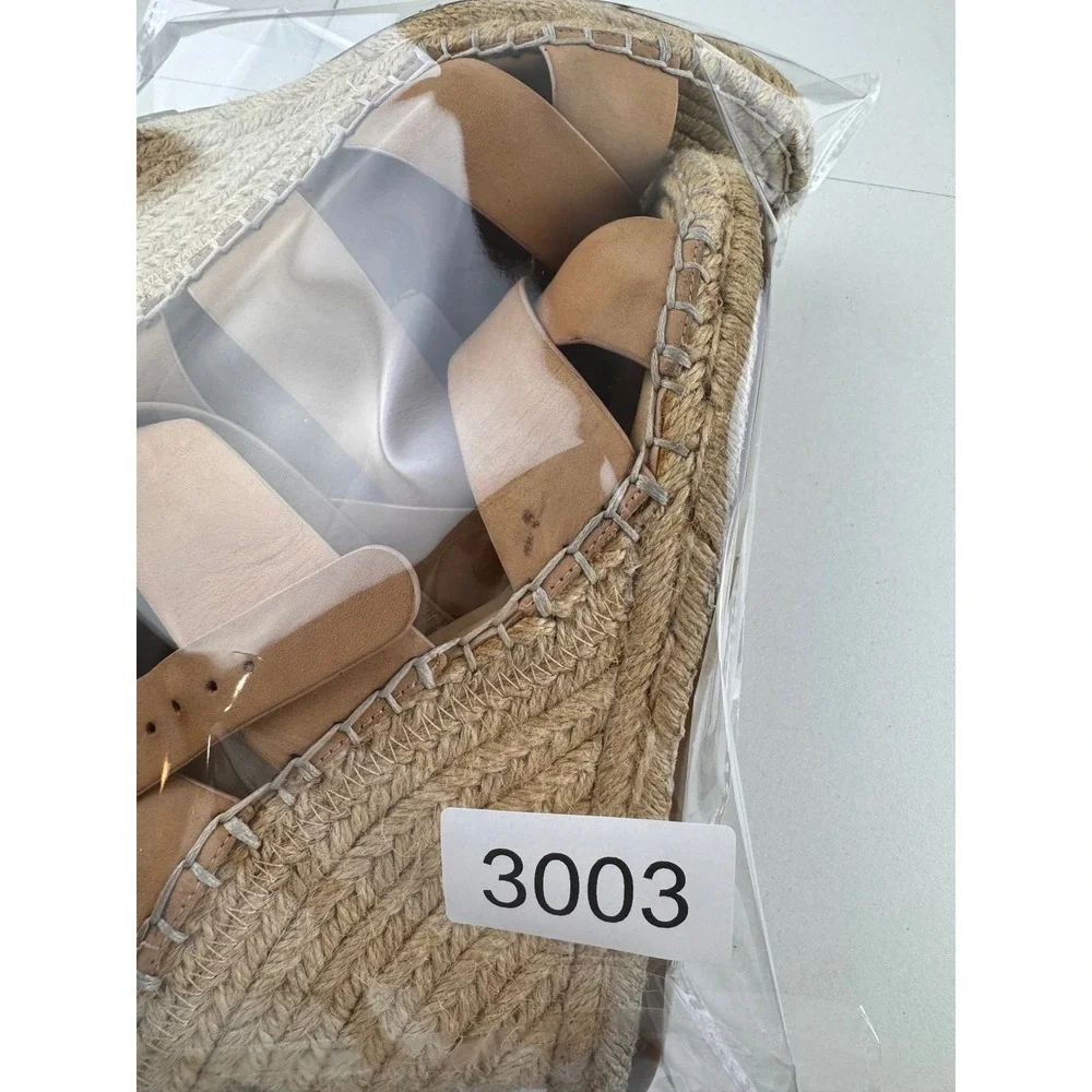 Joie Kaelyn‎ Tan Leather Espadrille Wedge Sandals Size 39.5 8.5 Brunch Festival